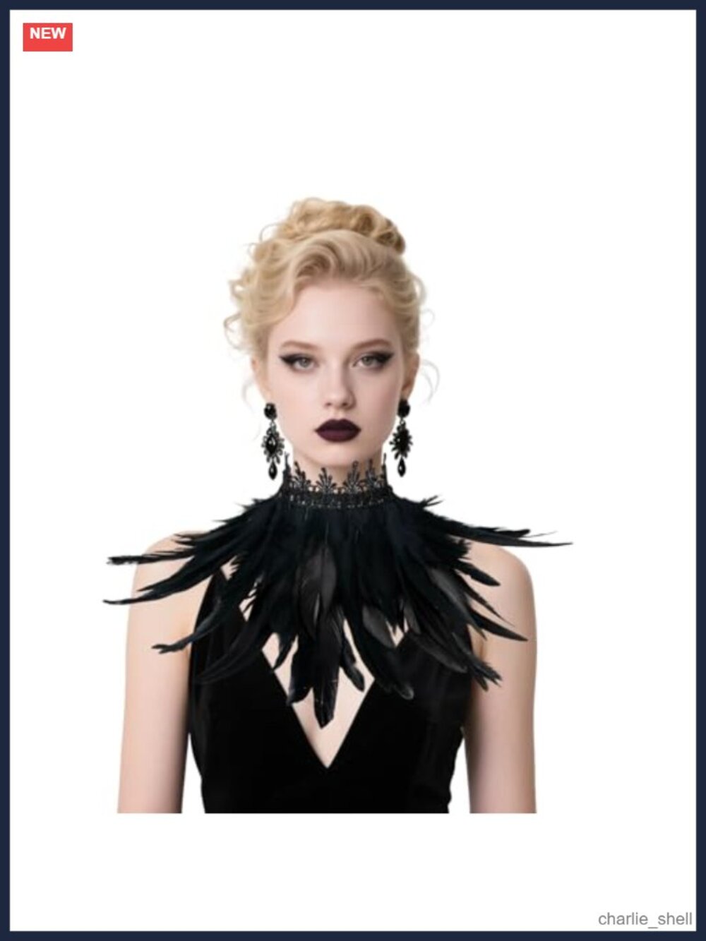 Gothic Feather Pashmina Shawl Collar Handmade Halloween Cosplay Wrap